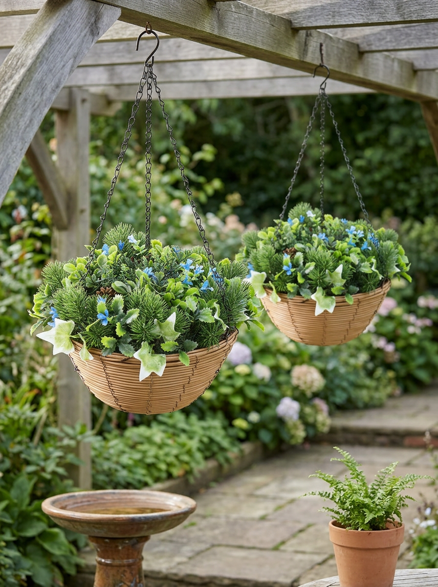 Hanging Planters Basket Set of 2 Outdoor Terrace | Chain