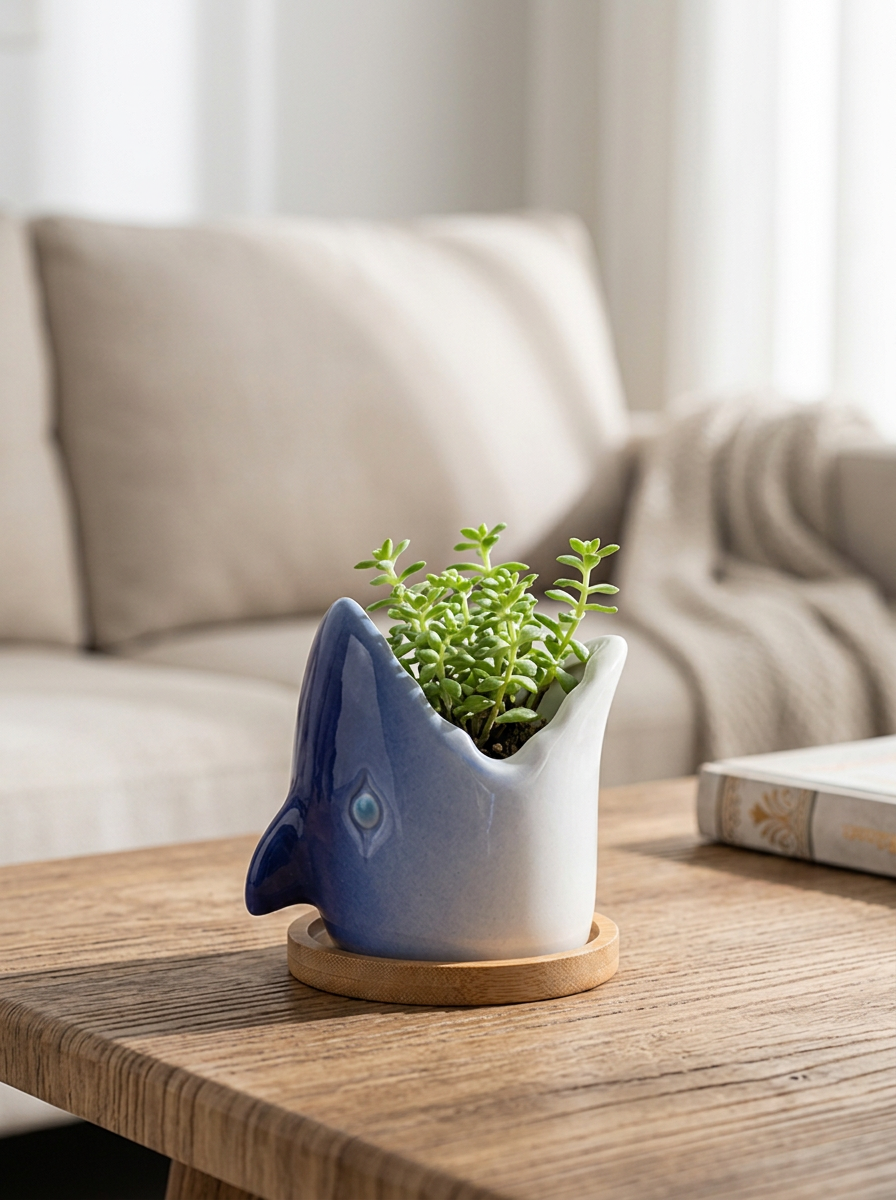 Indoor Flower Pot Shark Shape | Living Room