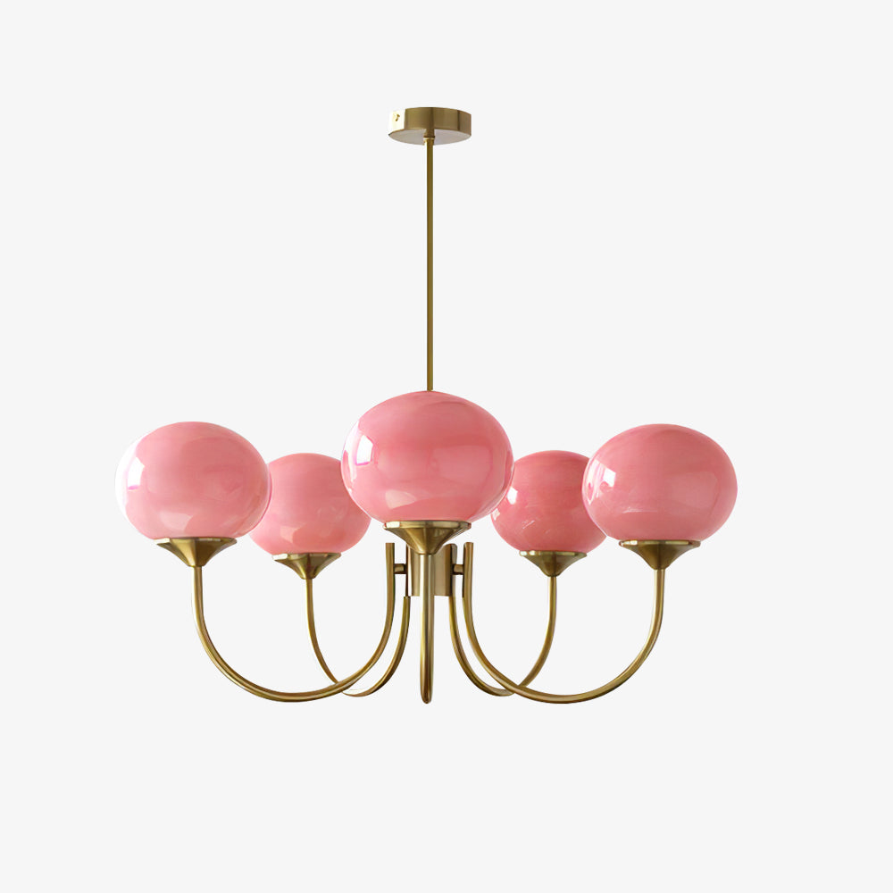 Pink Glass Globe Chandelier – Modern Elegant Hanging Lighting