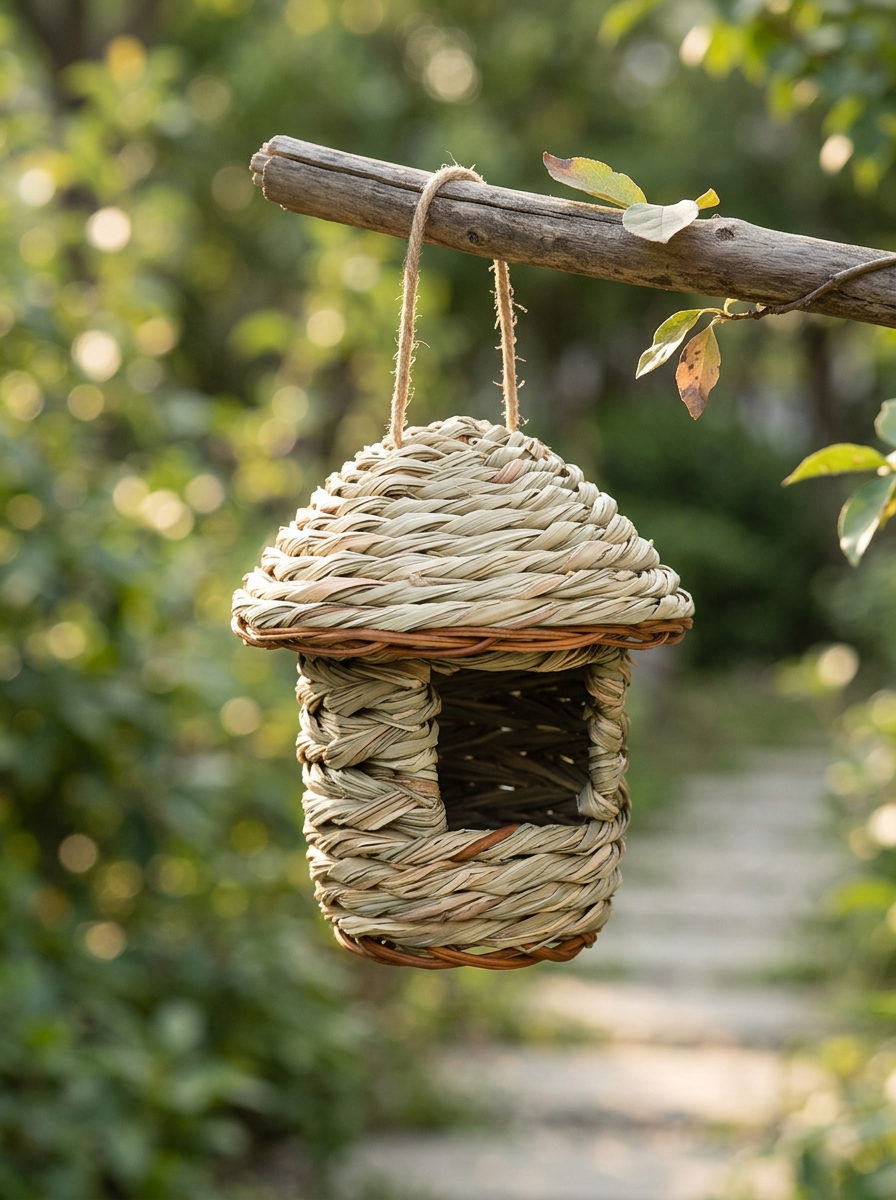Outdoor Bird House Hanging Woven Straw Garden | Rope