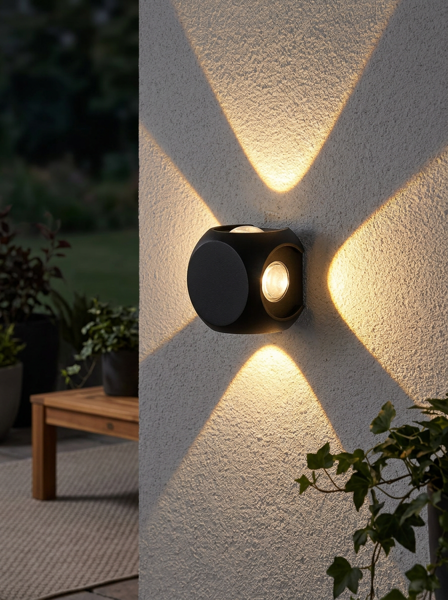 Outdoor Wall Light LED 4-Way Beam | Round