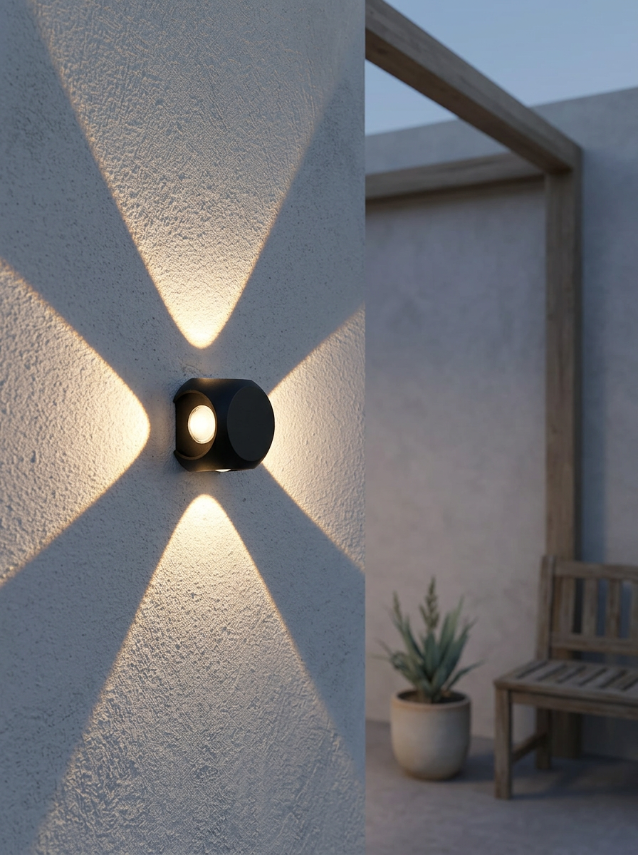 Outdoor Wall Light LED 4-Way Beam | Round