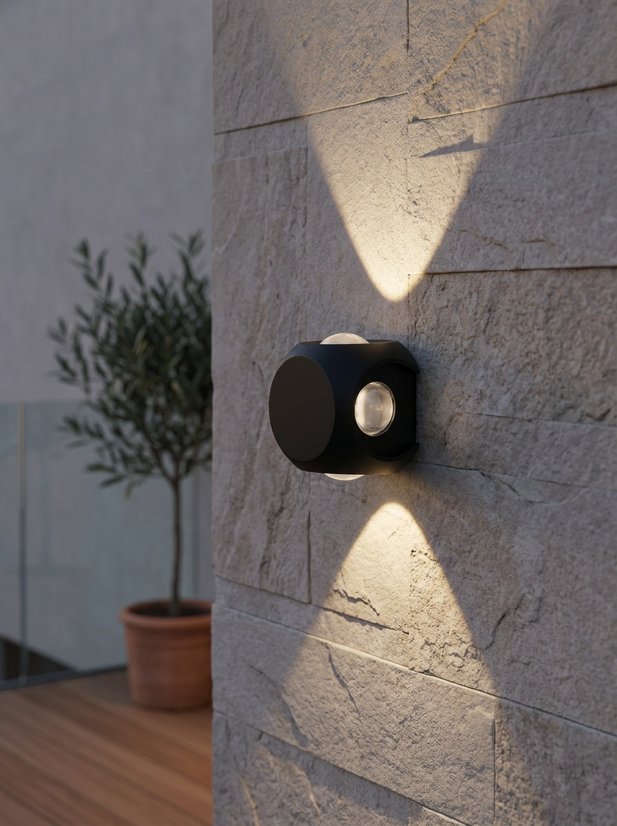 Outdoor Wall Light LED 4-Way Beam | Round