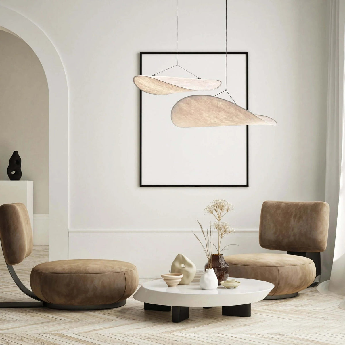 Japandi Sculptural Pendant Light – Organic Wave Lighting