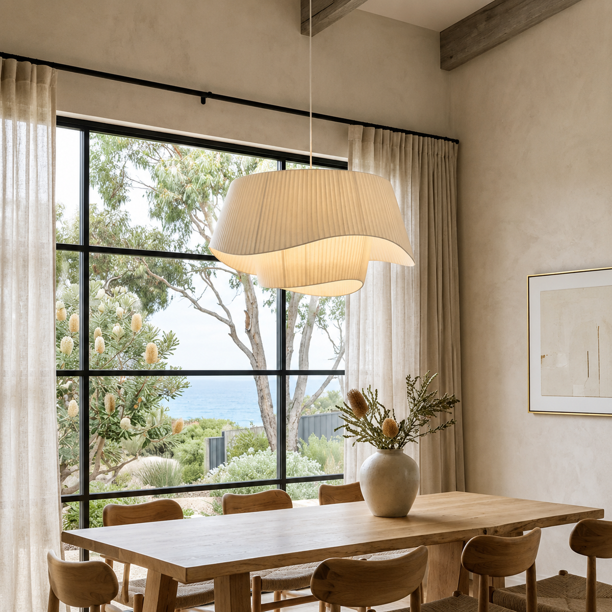 Wave Fabric Pendant Light – Elegant Sculptural Hanging Lighting