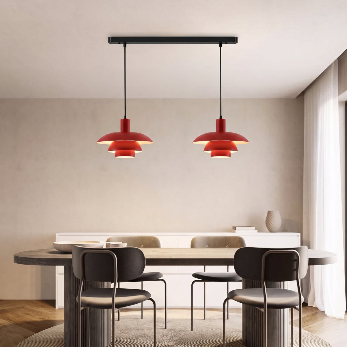Scandinavian Minimalist Layered Metal LED Pendant Light