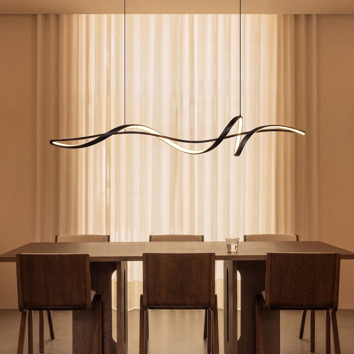 Flowing Wave LED Pendant Light – Scandinavian Hanging Lighting