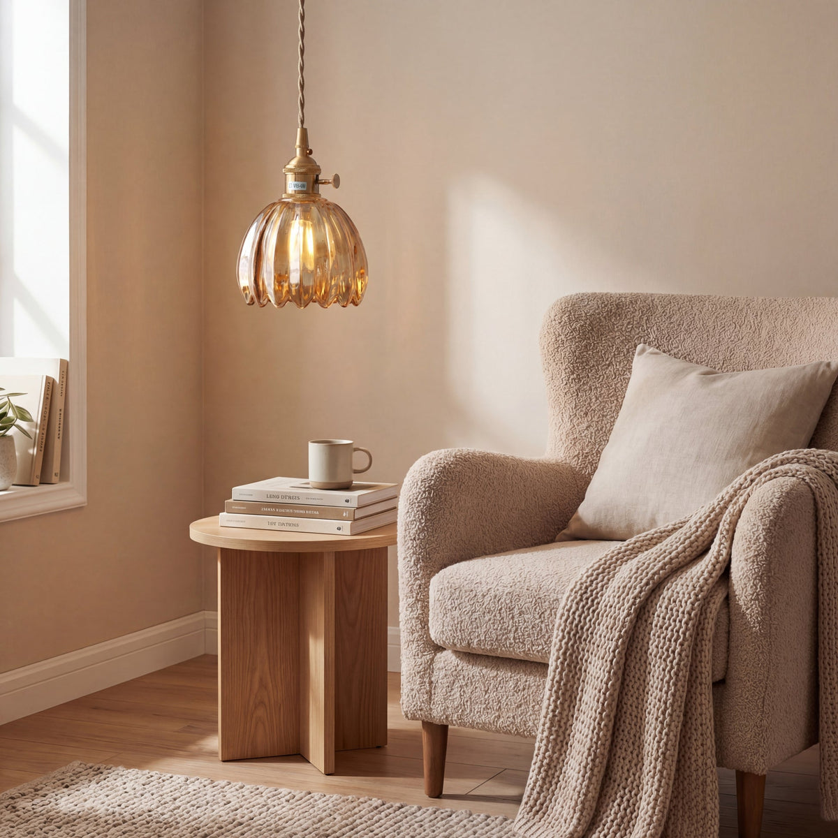 Japanese Glass Pendant Light – Vintage Ribbed Glass Lighting