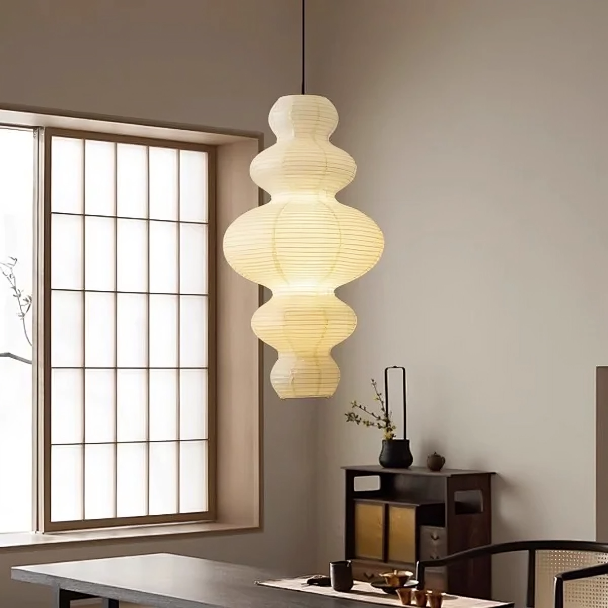 Multilayer Rice Paper Pendant Light – Japanese-Inspired Hanging Lighting