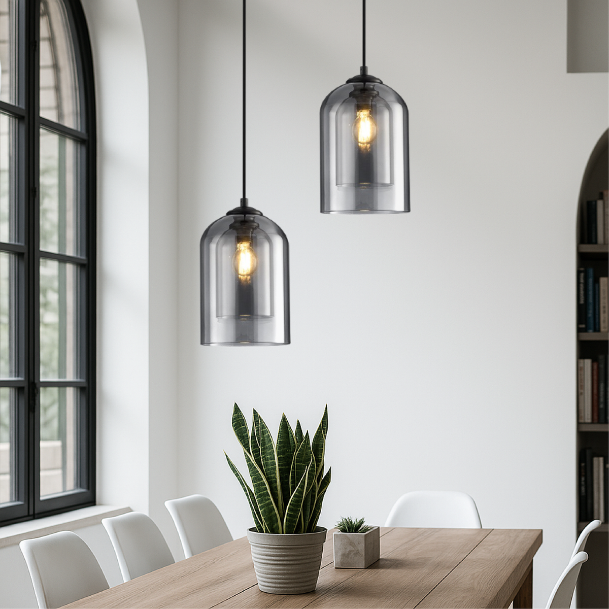 Modern Glass Pendant Light – Contemporary Double-Layer Hanging Lighting