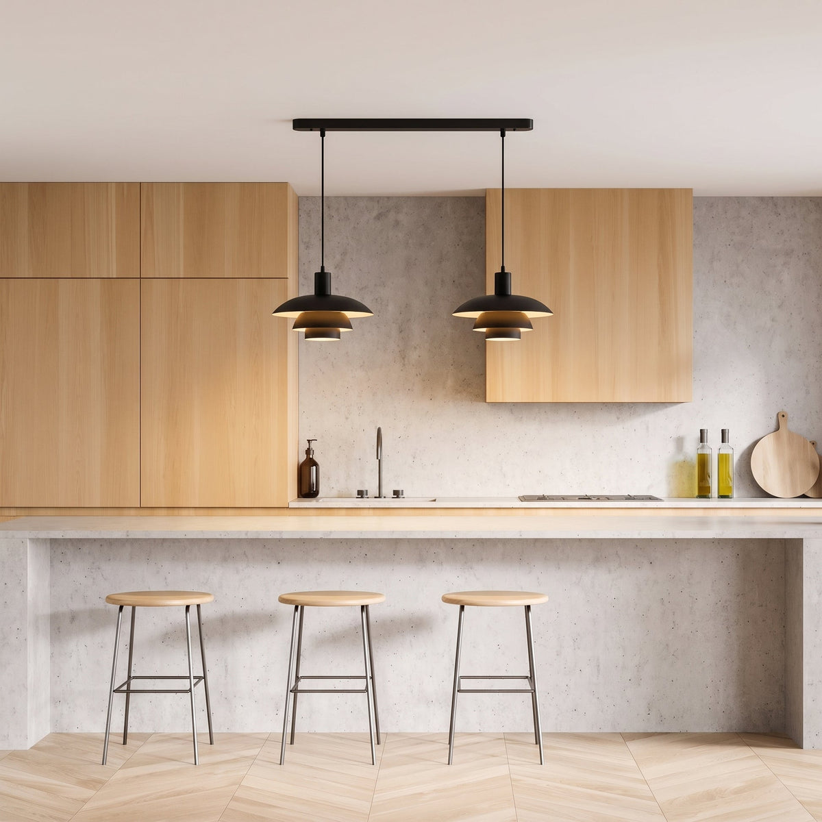 Scandinavian Minimalist Layered Metal LED Pendant Light