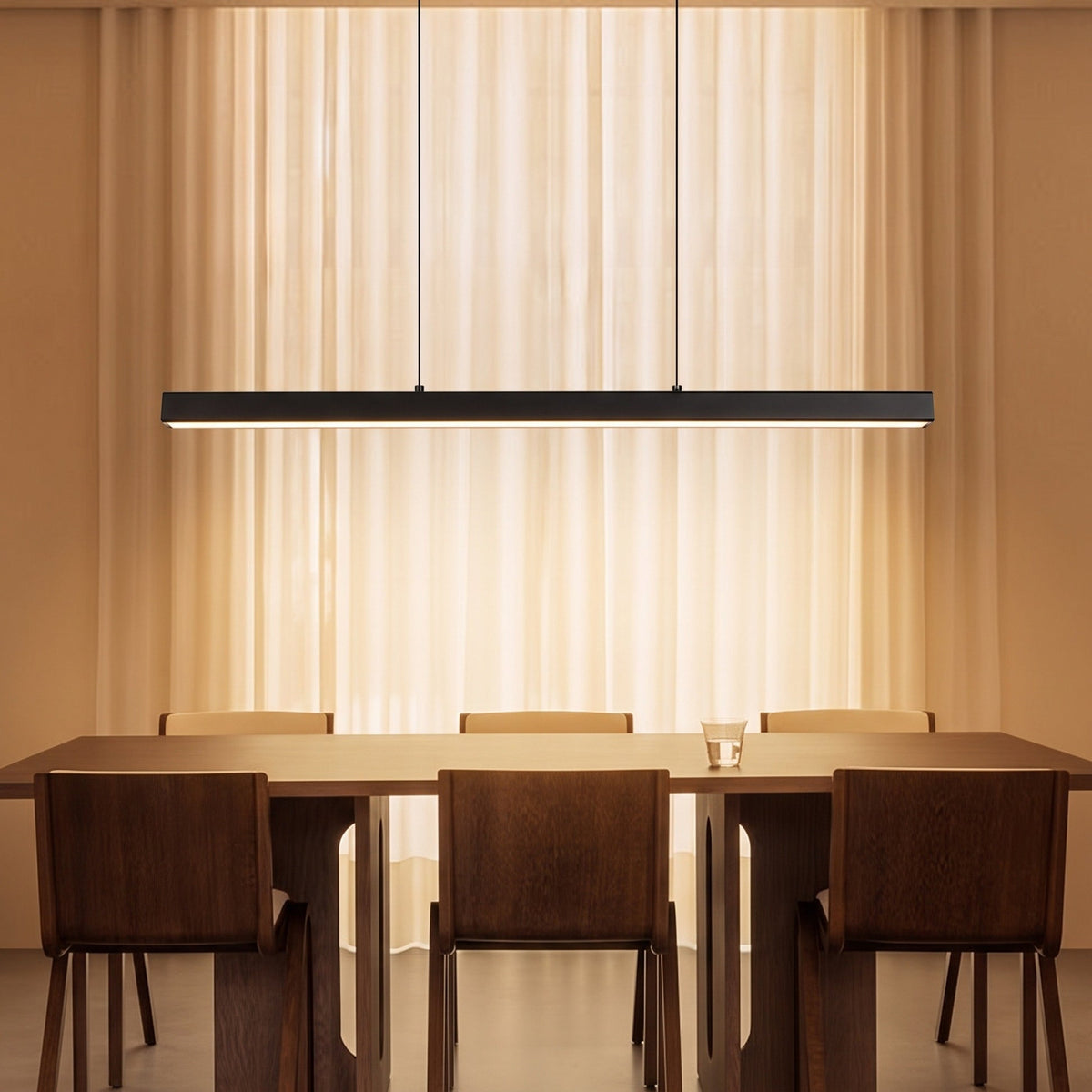 Slim Linear LED Pendant Light – Minimalist Dining Room Lighting