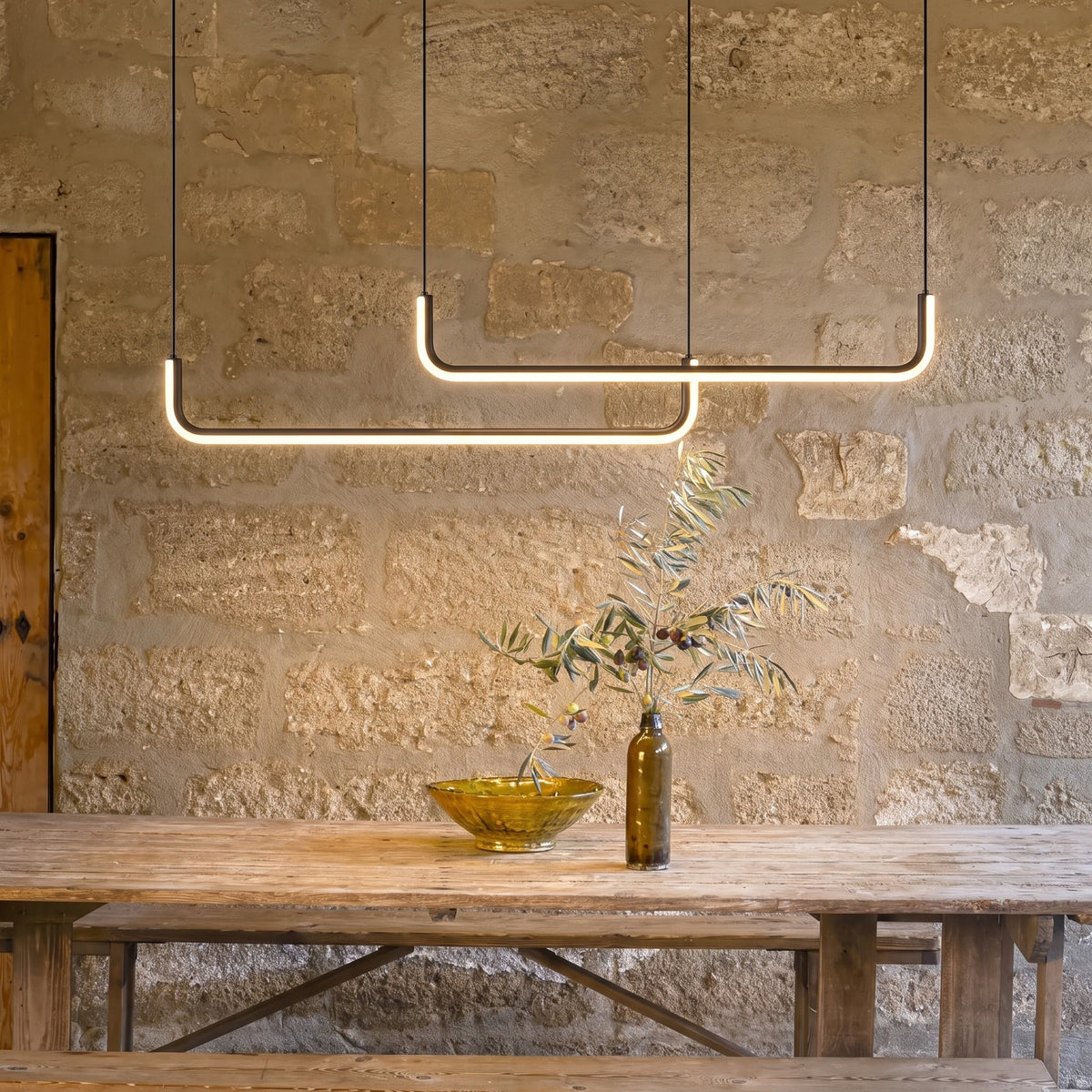 Double U-Shaped LED Pendant Light – Geometric Linear Lighting