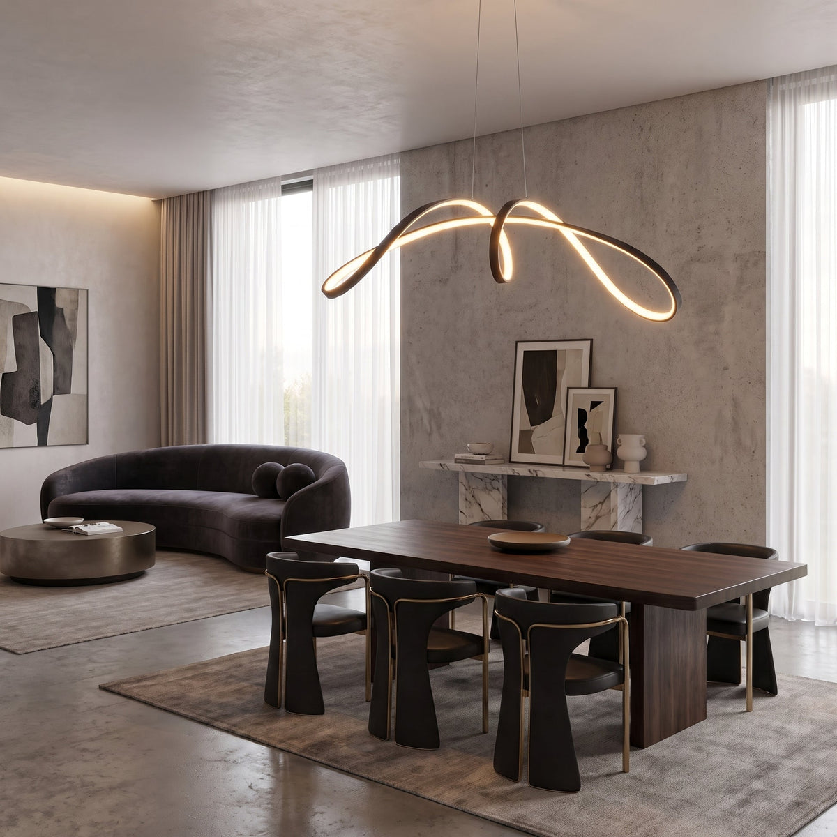 Sculptural Spiral LED Pendant Light – Contemporary Hanging Lighting