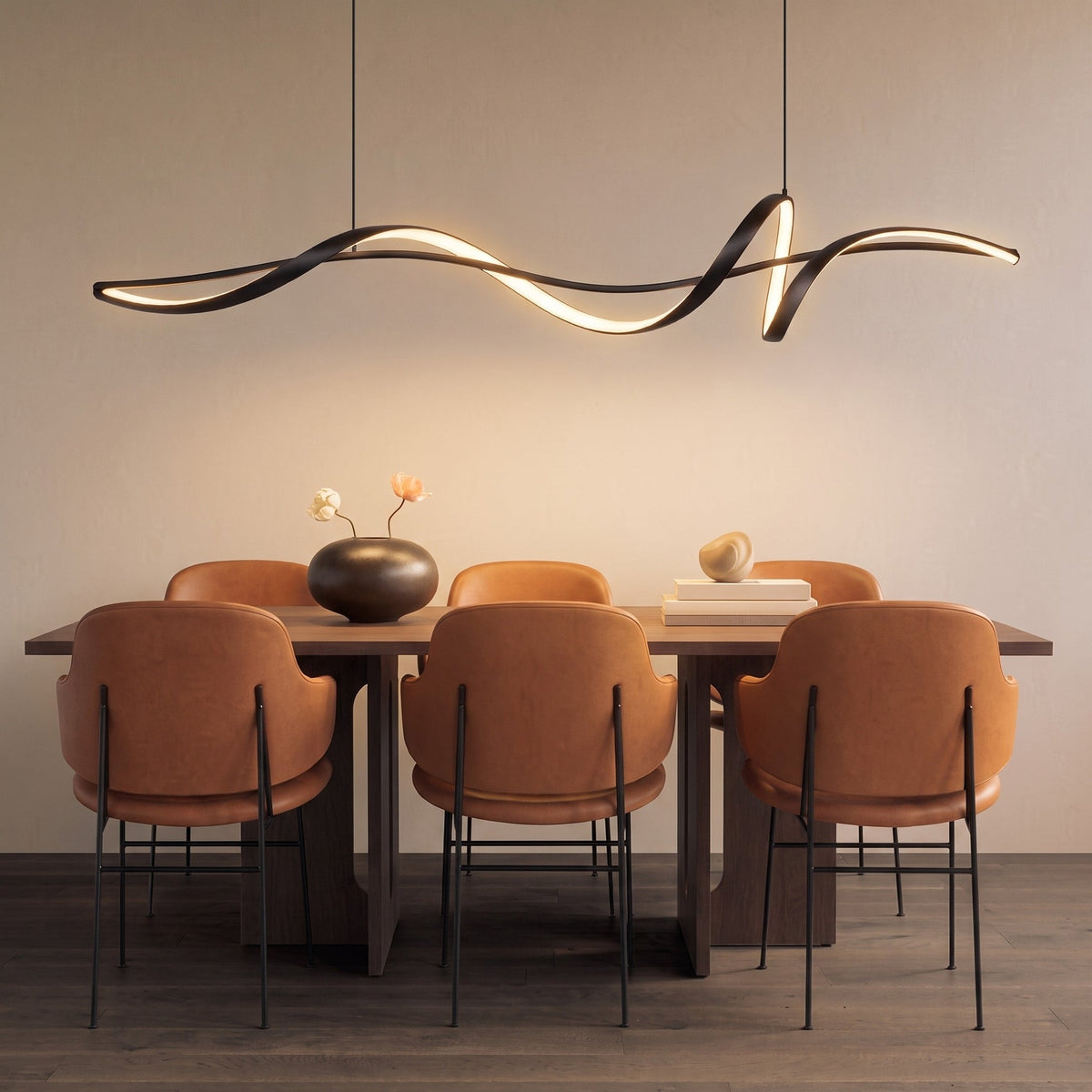 Flowing Wave LED Pendant Light – Scandinavian Hanging Lighting