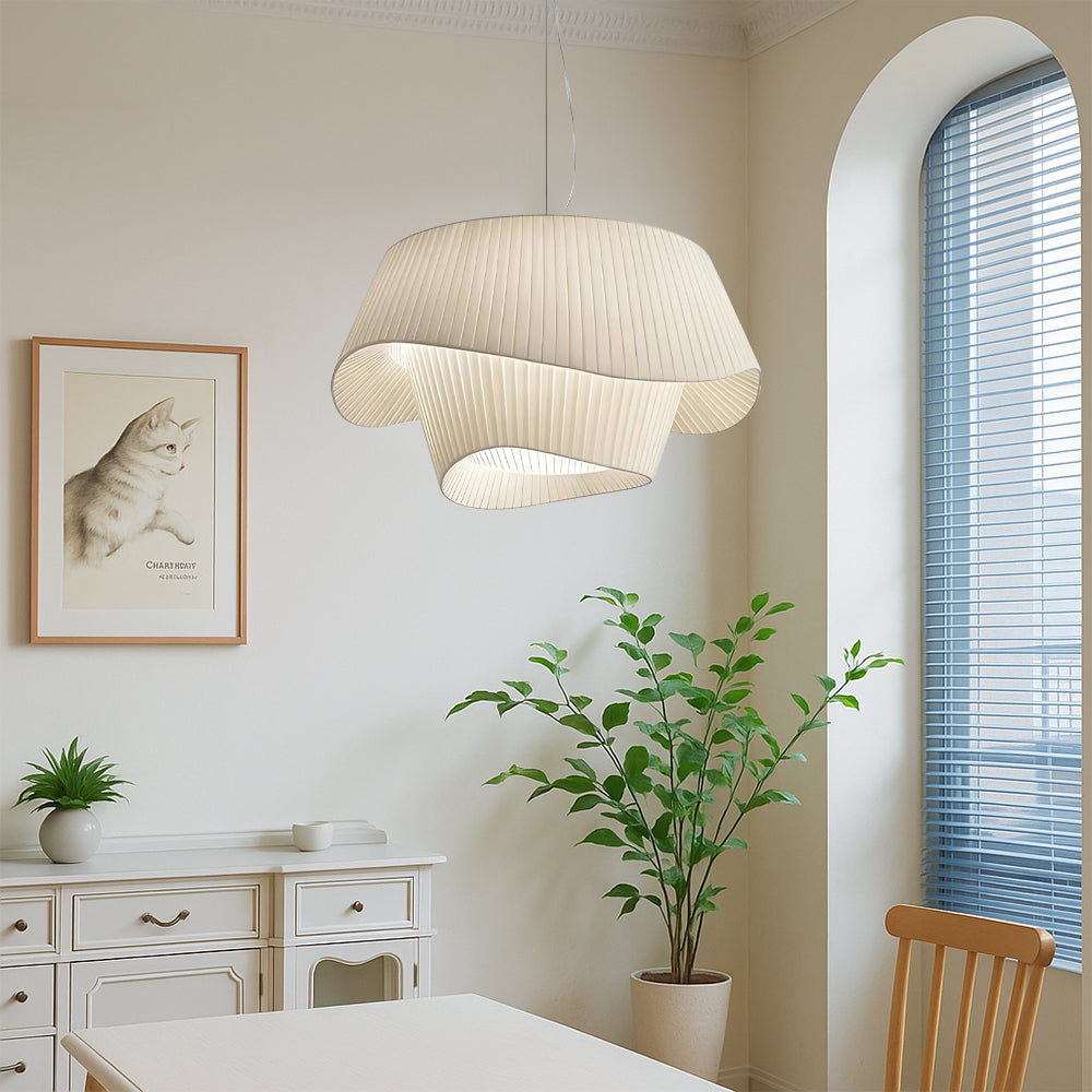 Wave Fabric Pendant Light – Elegant Sculptural Hanging Lighting