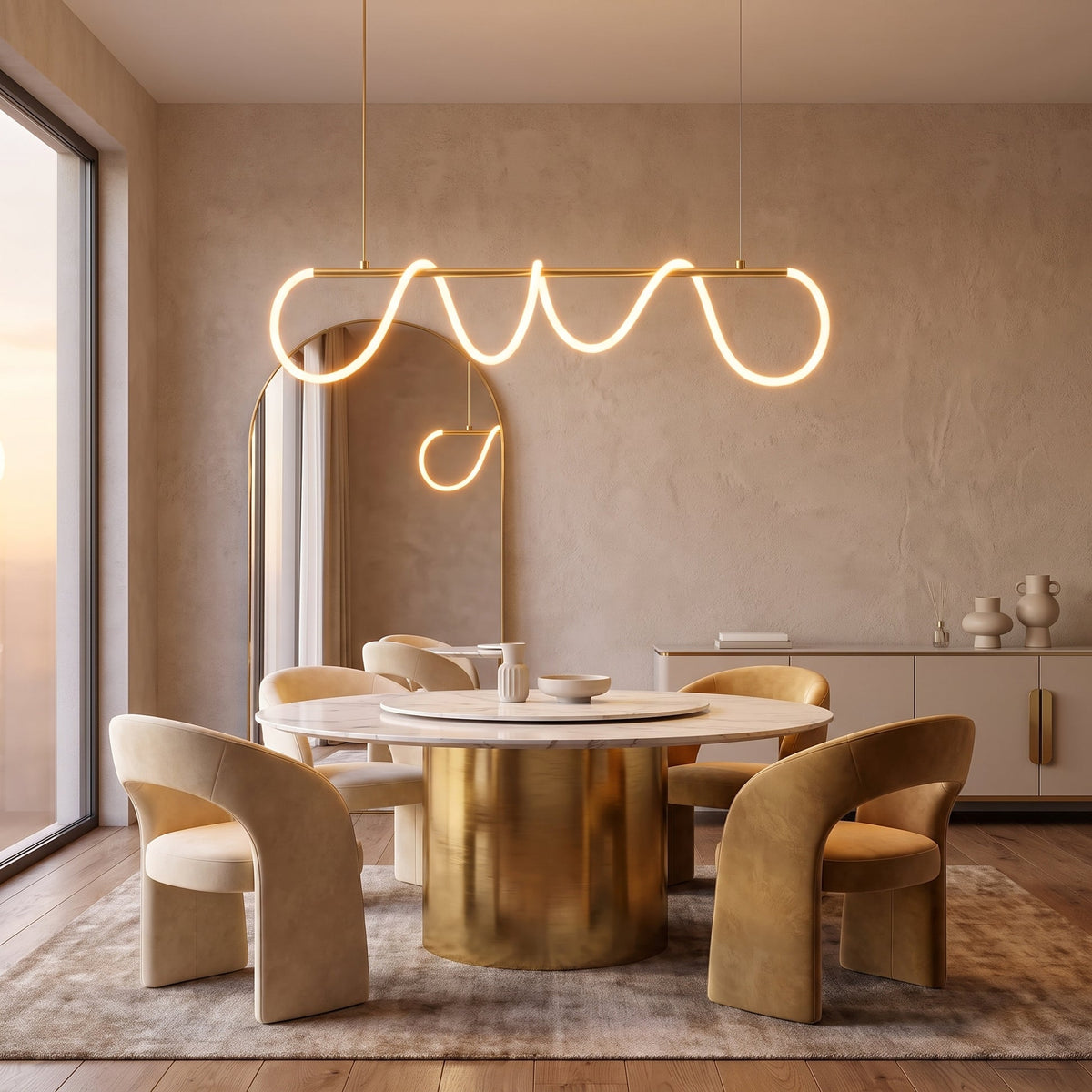 Wave Linear LED Pendant Light – Sculptural Hanging Lighting