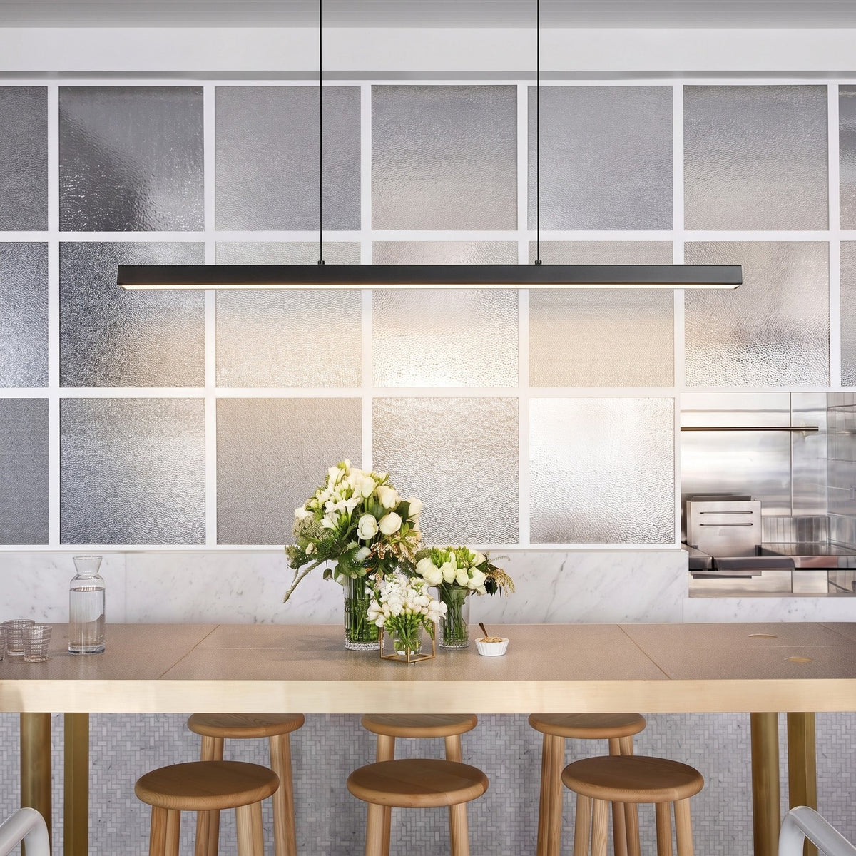 Slim Linear LED Pendant Light – Minimalist Dining Room Lighting