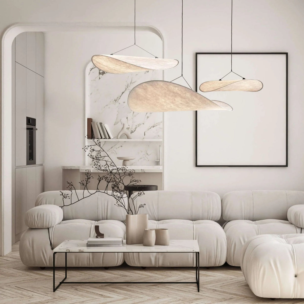 Japandi Sculptural Pendant Light – Organic Wave Lighting