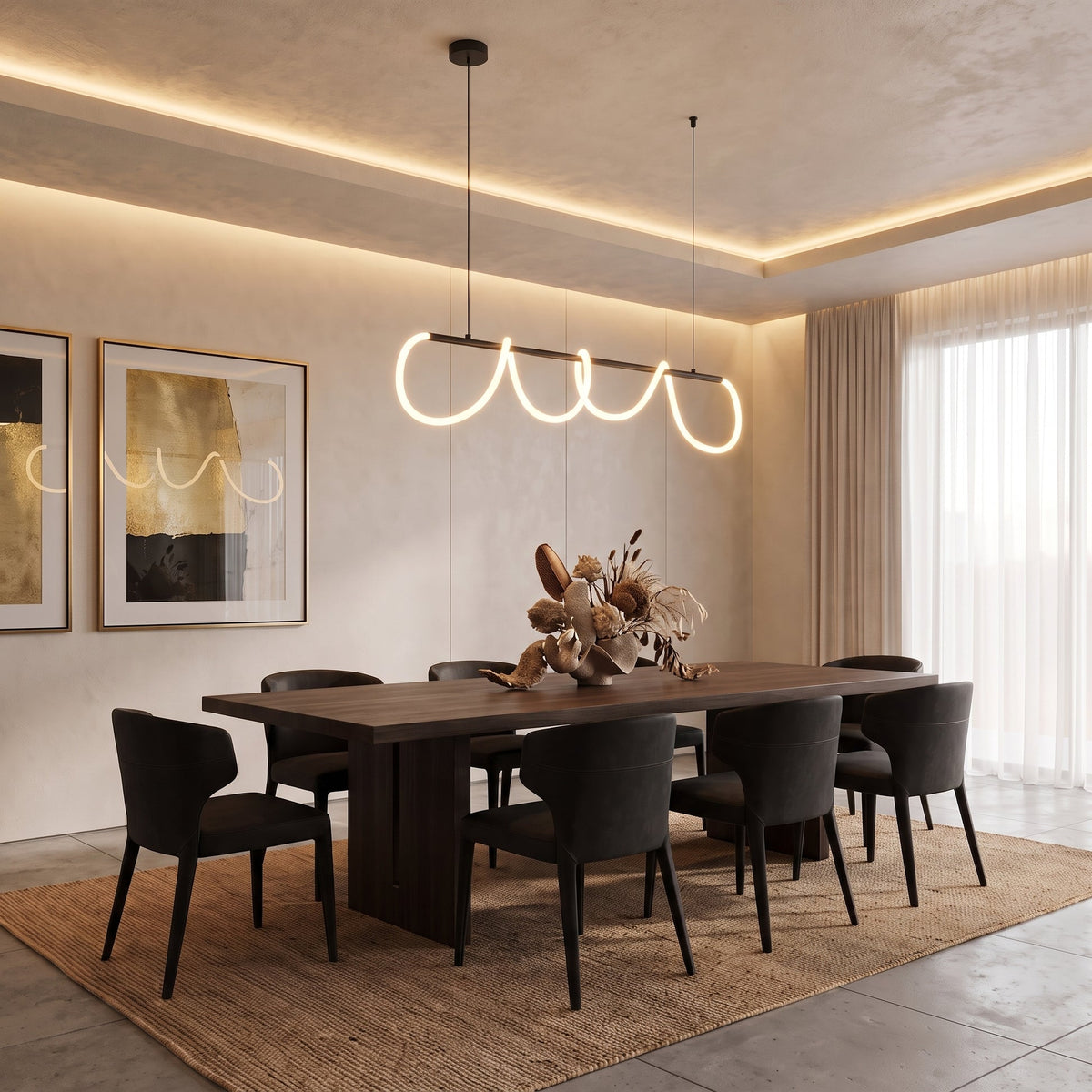 Wave Linear LED Pendant Light – Sculptural Hanging Lighting