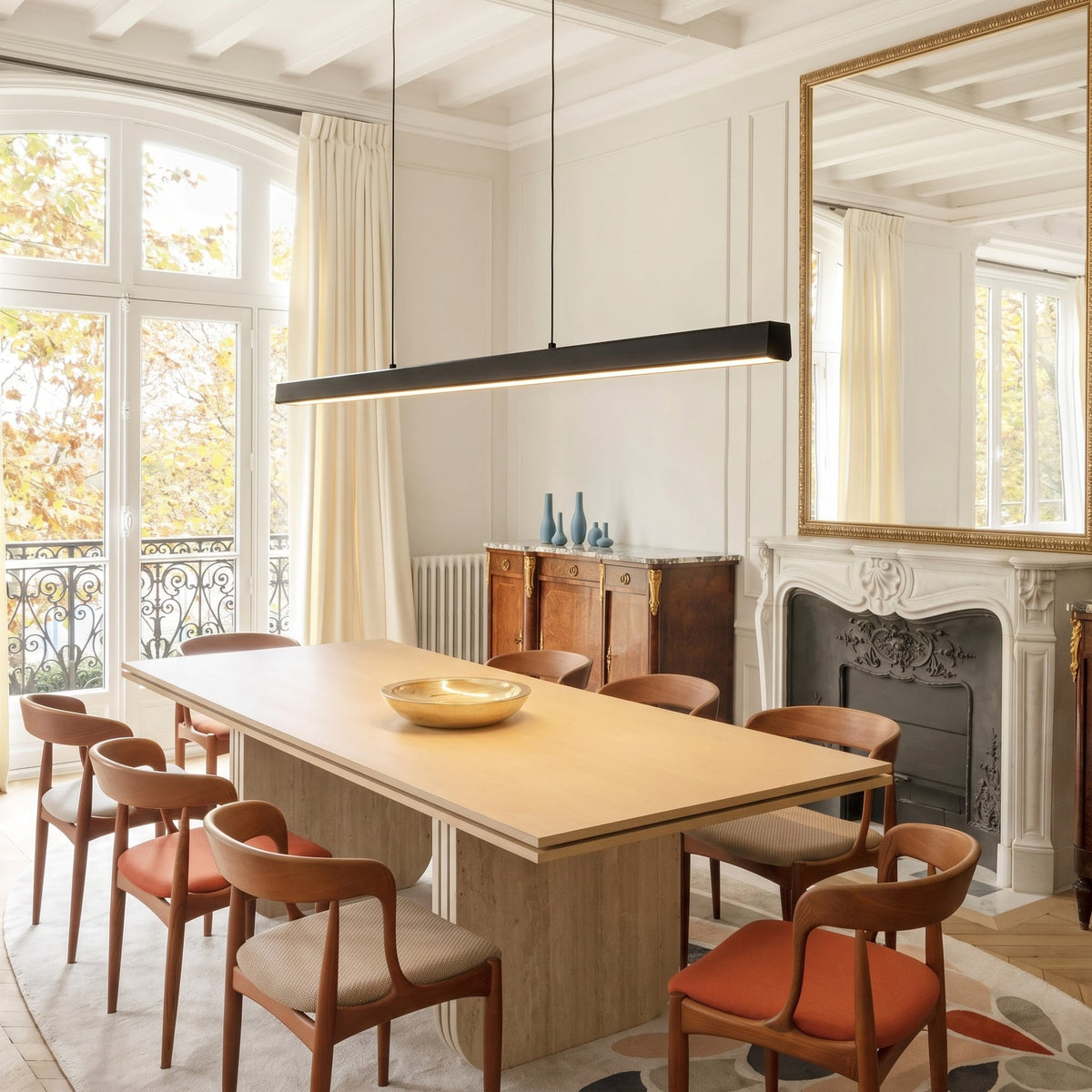 Slim Linear LED Pendant Light – Minimalist Dining Room Lighting