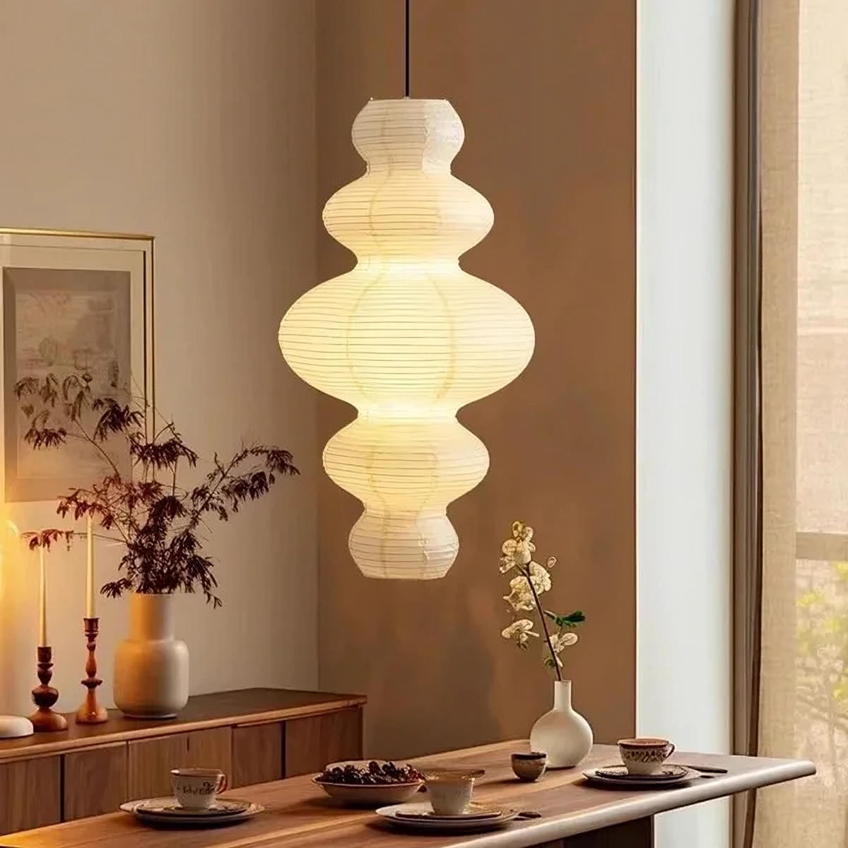 Multilayer Rice Paper Pendant Light – Japanese-Inspired Hanging Lighting