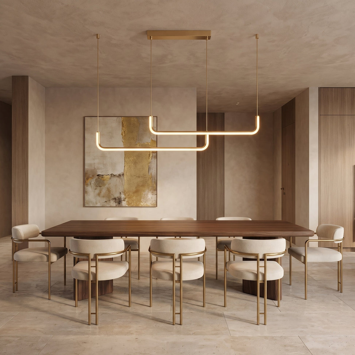 Double U-Shaped LED Pendant Light – Geometric Linear Lighting