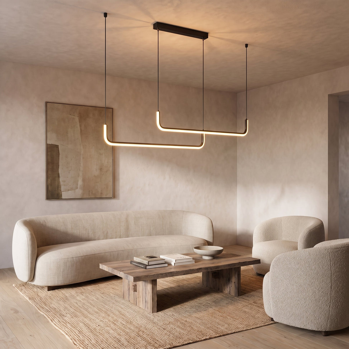 Double U-Shaped LED Pendant Light – Geometric Linear Lighting