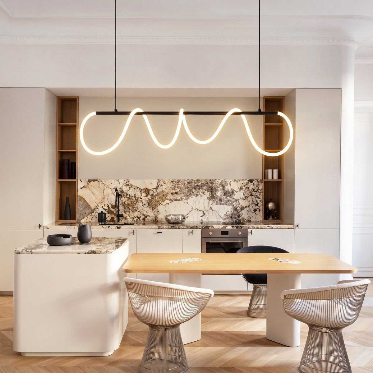 Wave Linear LED Pendant Light – Sculptural Hanging Lighting