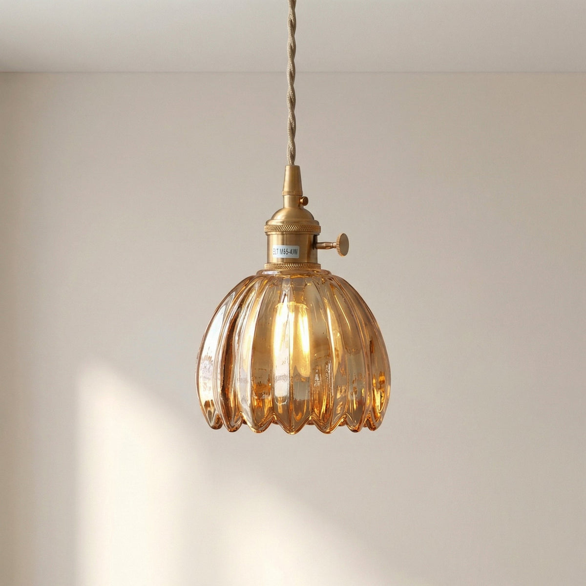 Japanese Glass Pendant Light – Vintage Ribbed Glass Lighting