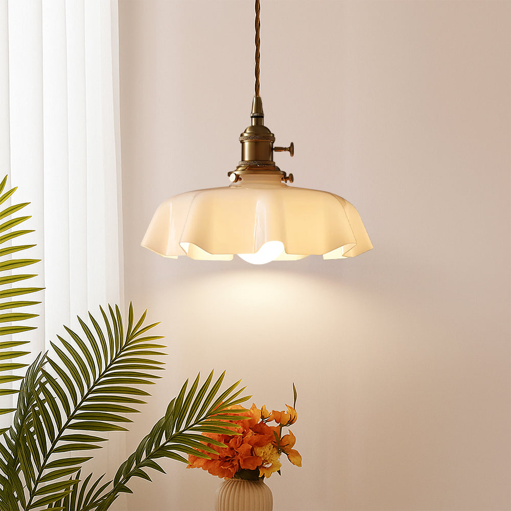French Style Pendant Light – Vintage Floral Glass Lighting