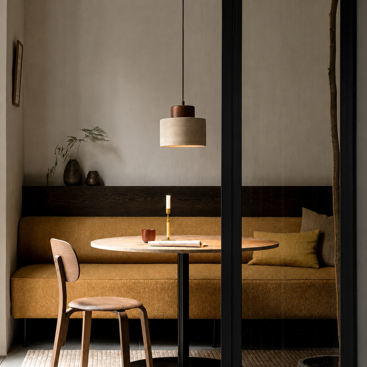 Travertine Stone Pendant Light – Modern Natural Stone Lighting