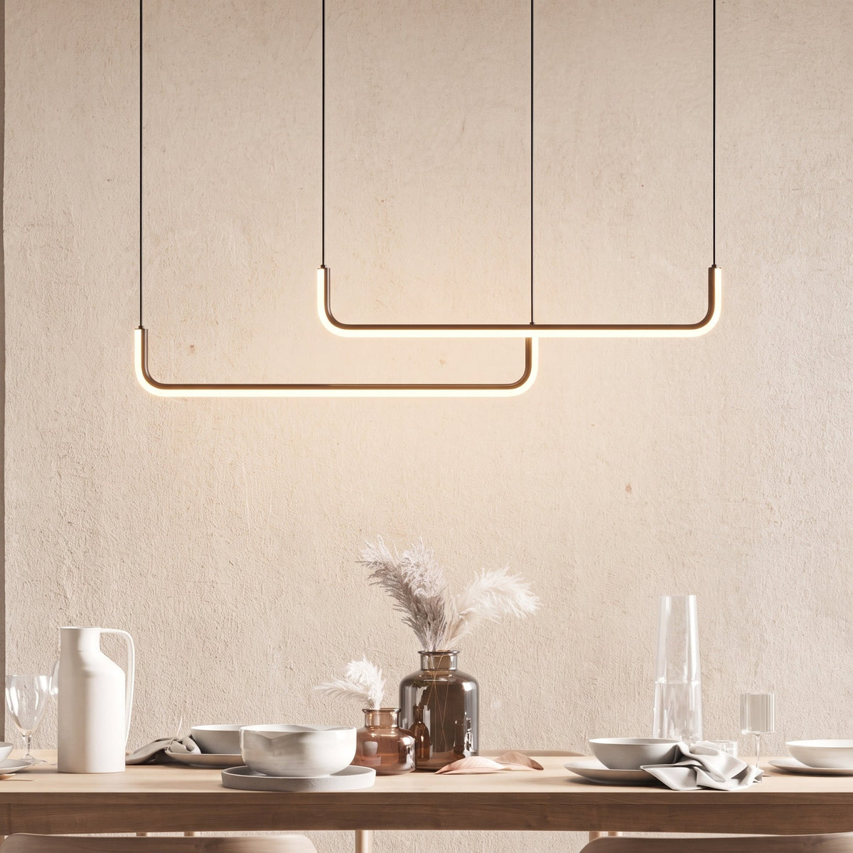 Double U-Shaped LED Pendant Light – Geometric Linear Lighting