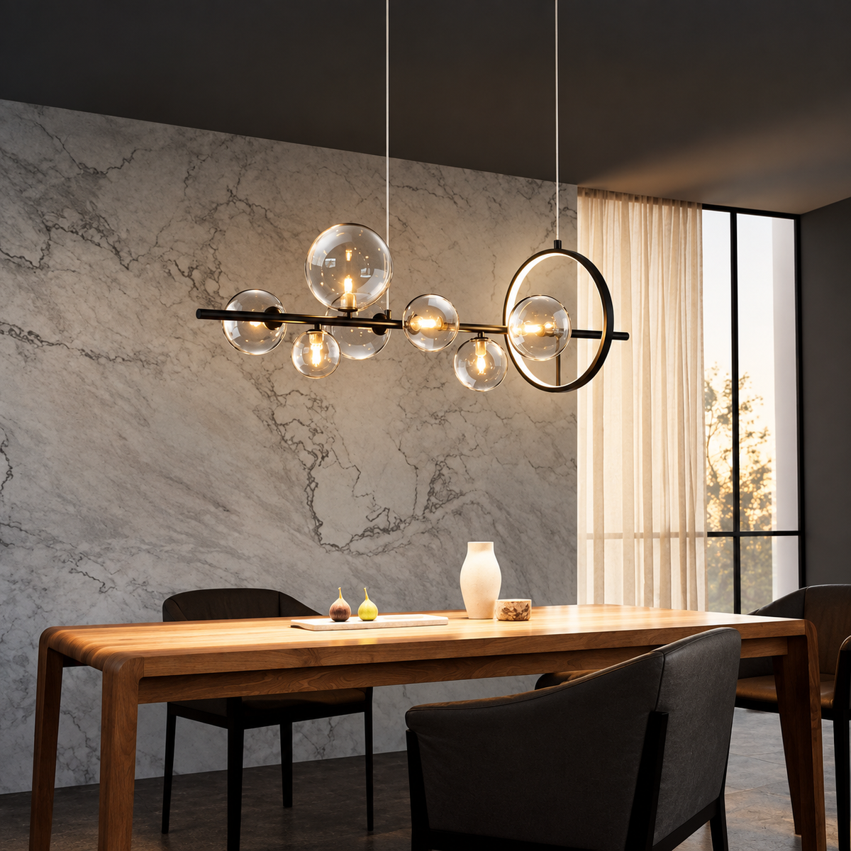 Linear Glass Globe Pendant Light – Contemporary Geometric Lighting