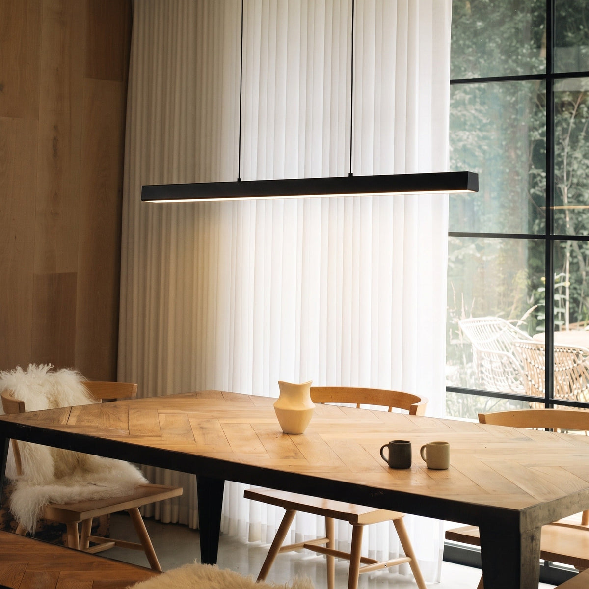 Slim Linear LED Pendant Light – Minimalist Dining Room Lighting
