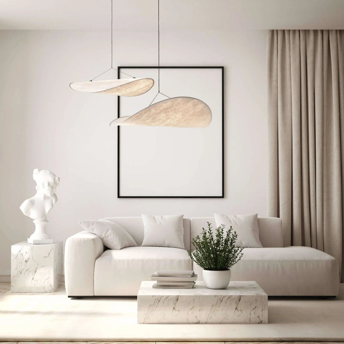 Japandi Sculptural Pendant Light – Organic Wave Lighting