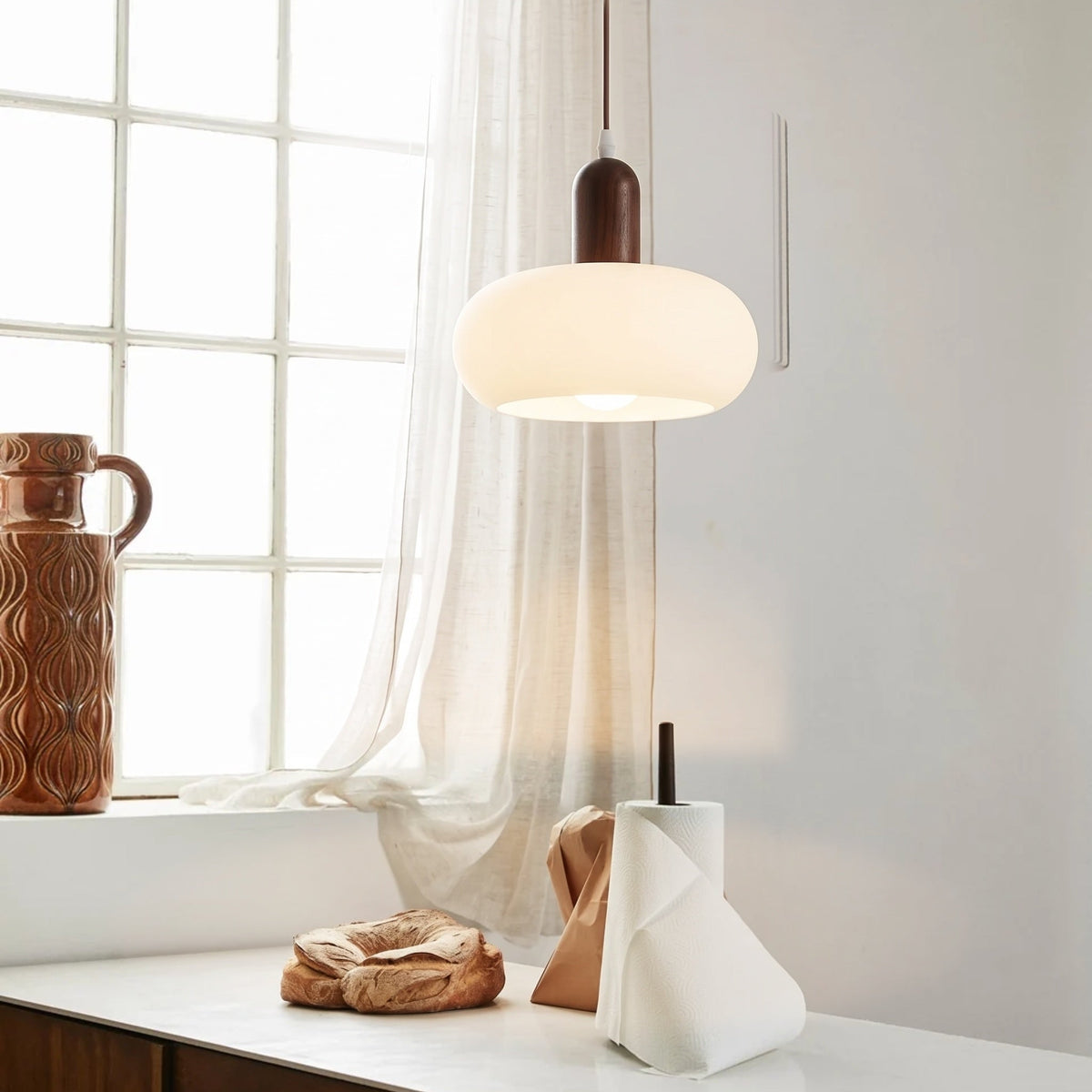 Nordic Cream Pendant Light – Modern Scandinavian Glass Lighting