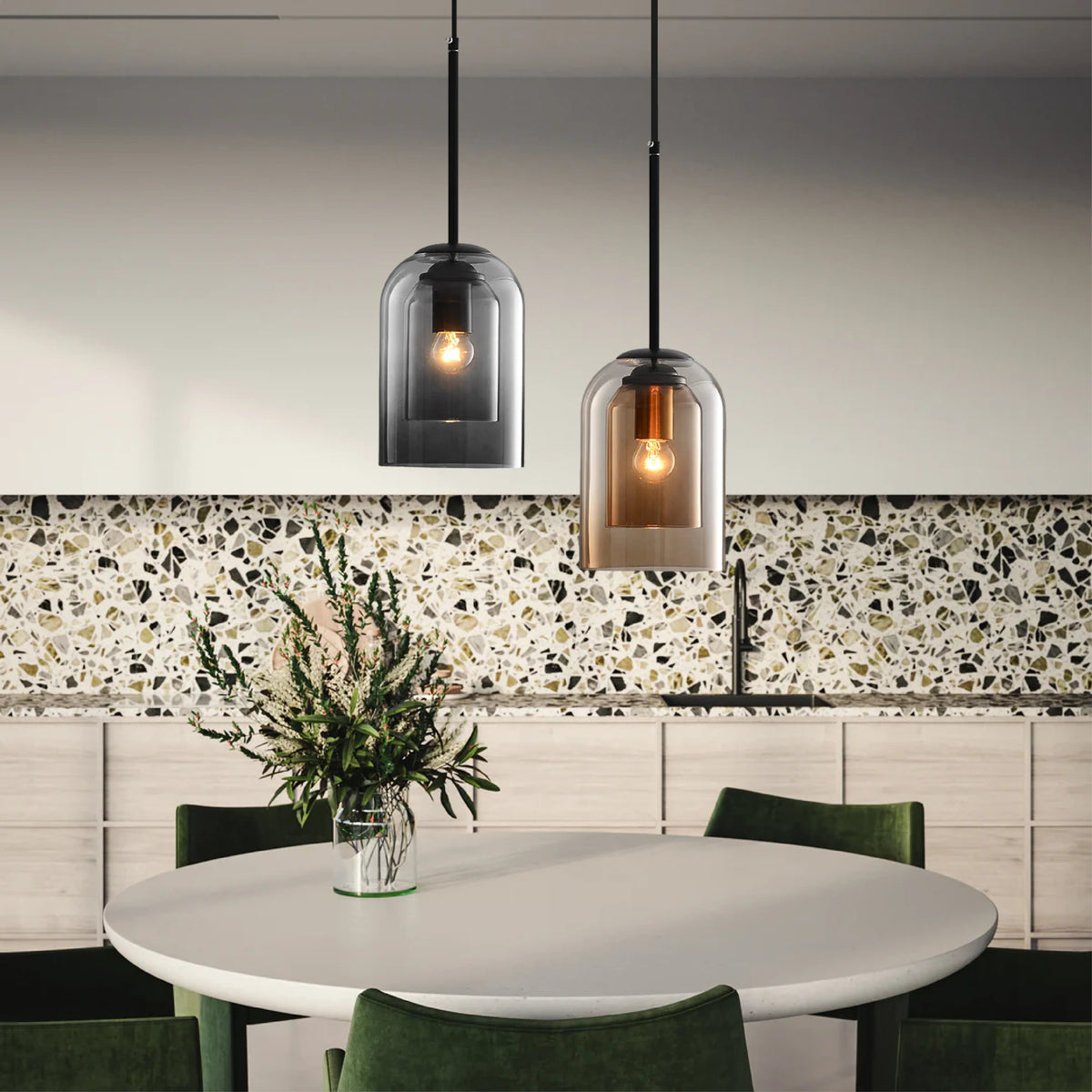 Modern Glass Pendant Light – Contemporary Double-Layer Hanging Lighting