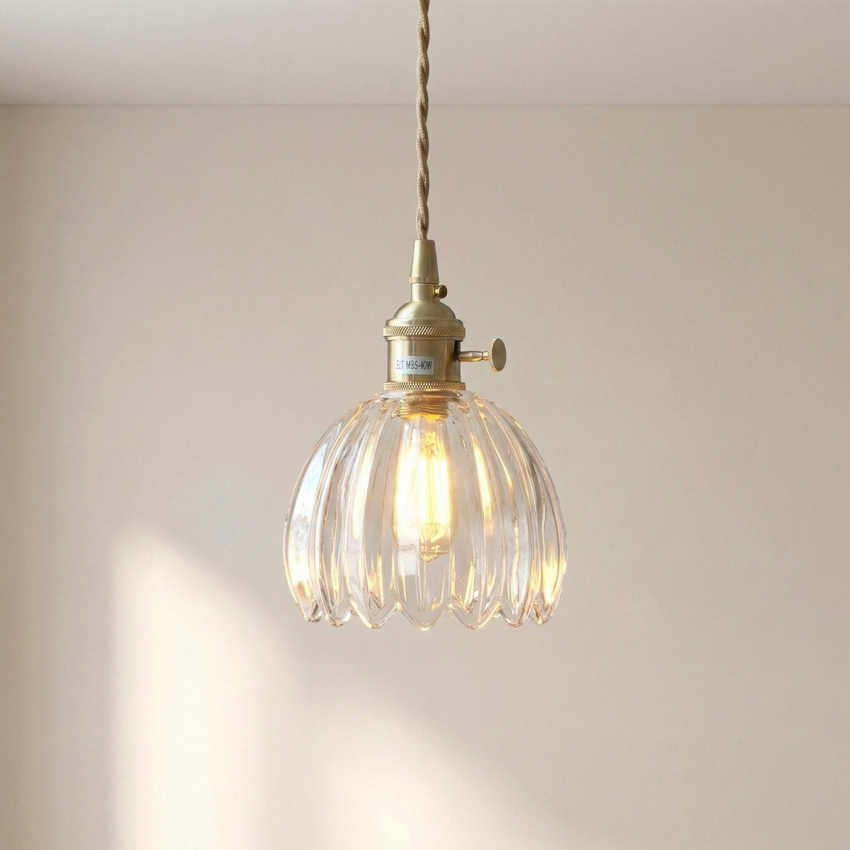 Japanese Glass Pendant Light – Vintage Ribbed Glass Lighting