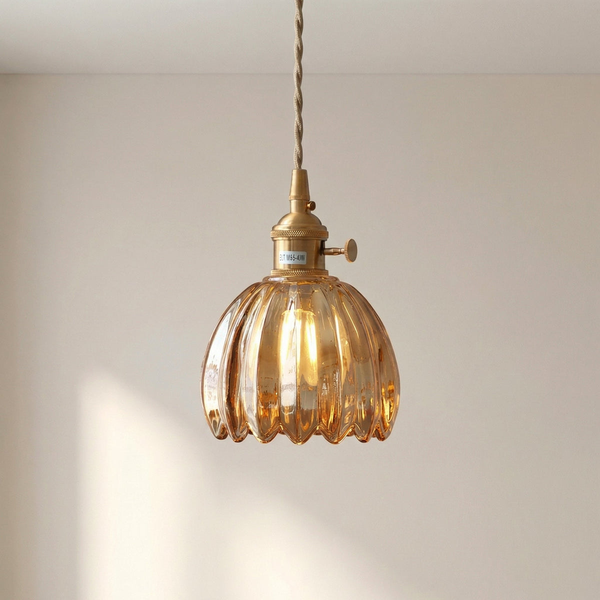 Japanese Glass Pendant Light – Vintage Ribbed Glass Lighting