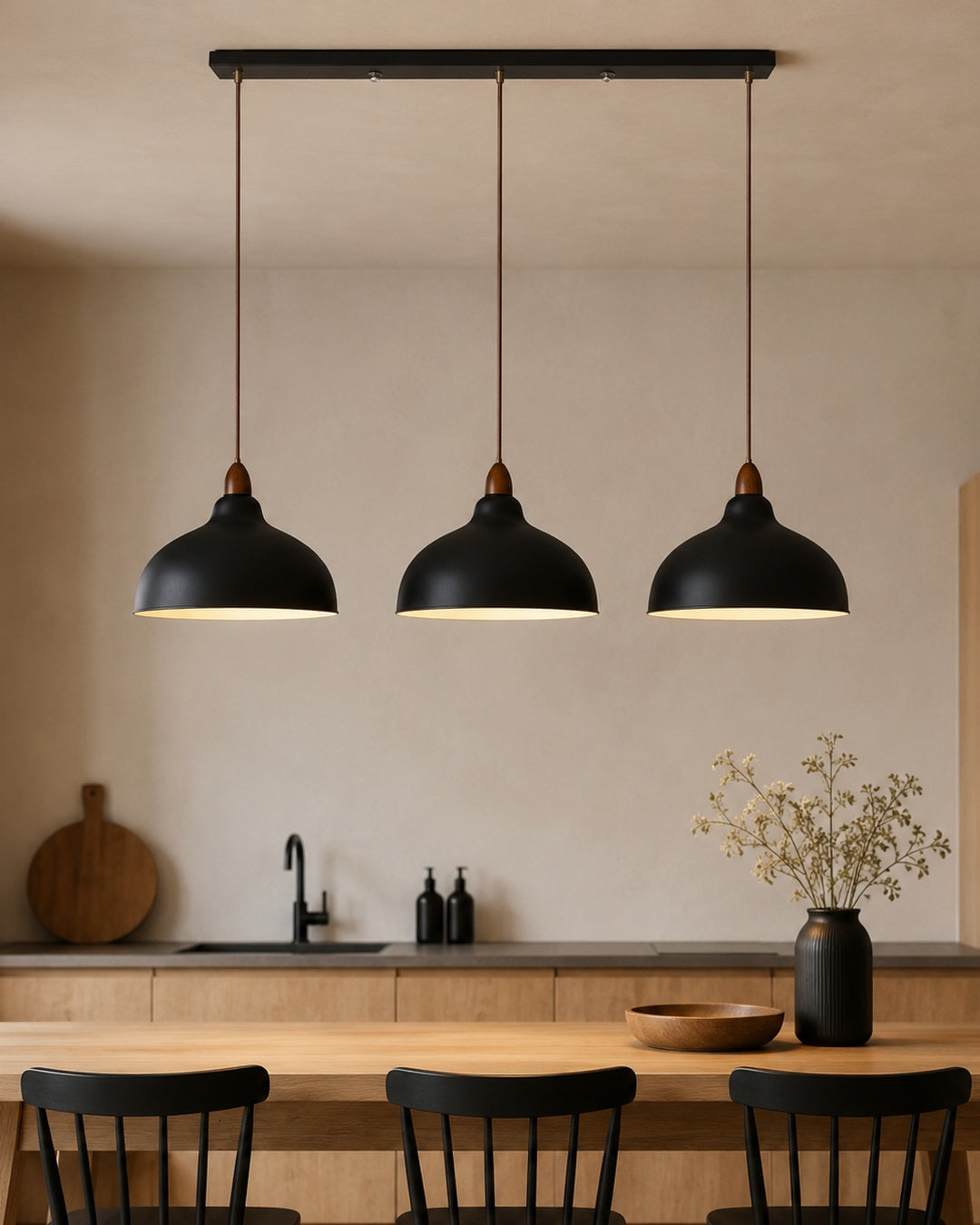Scandinavian Wood and Metal Pendant Light – Modern Minimalist Lighting