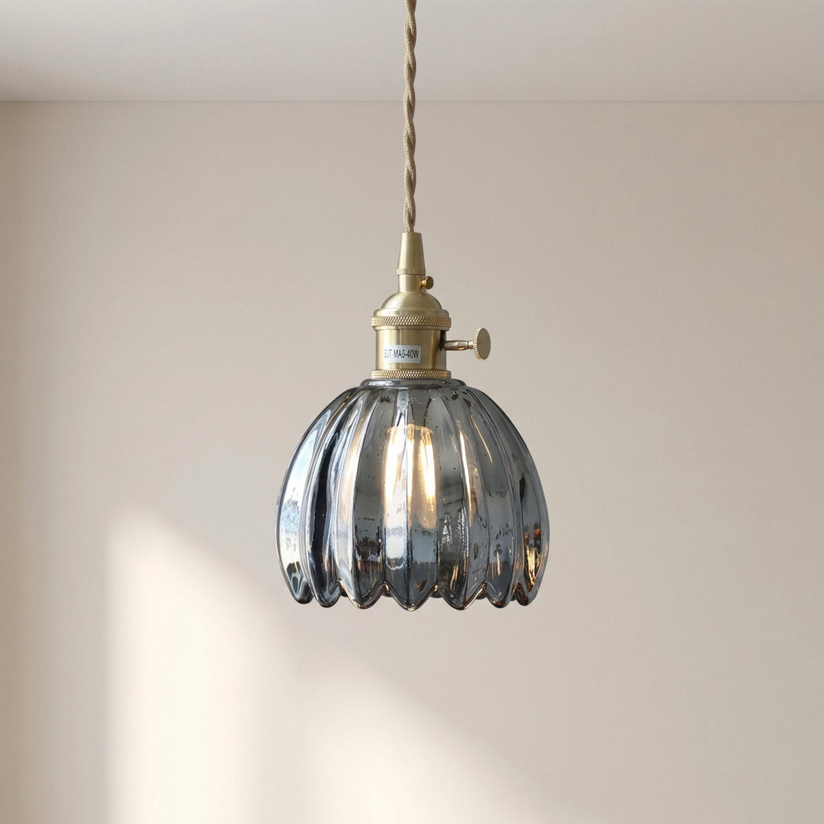 Japanese Glass Pendant Light – Vintage Ribbed Glass Lighting