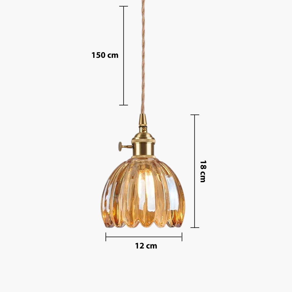Japanese Glass Pendant Light – Vintage Ribbed Glass Lighting