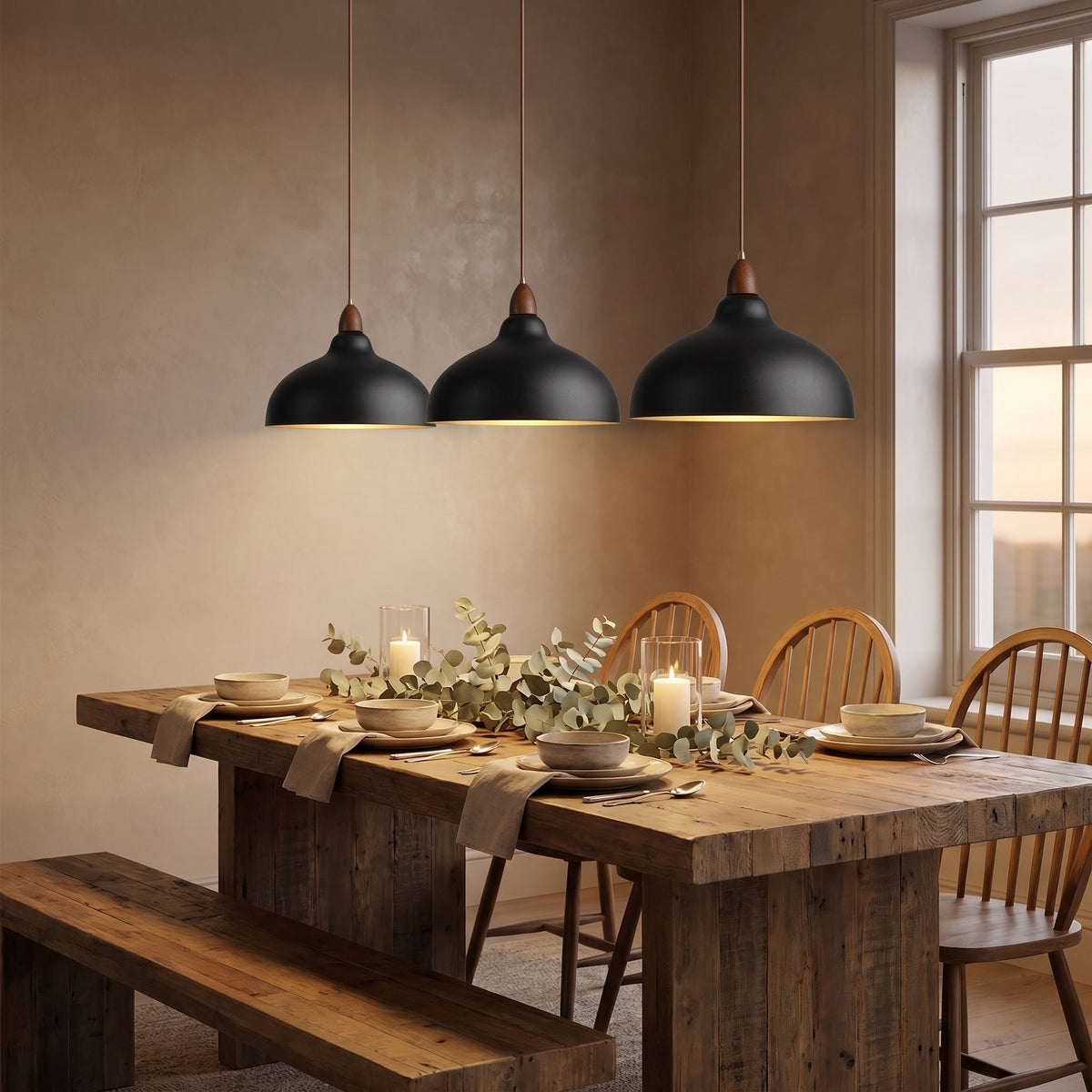 Scandinavian Wood and Metal Pendant Light – Modern Minimalist Lighting