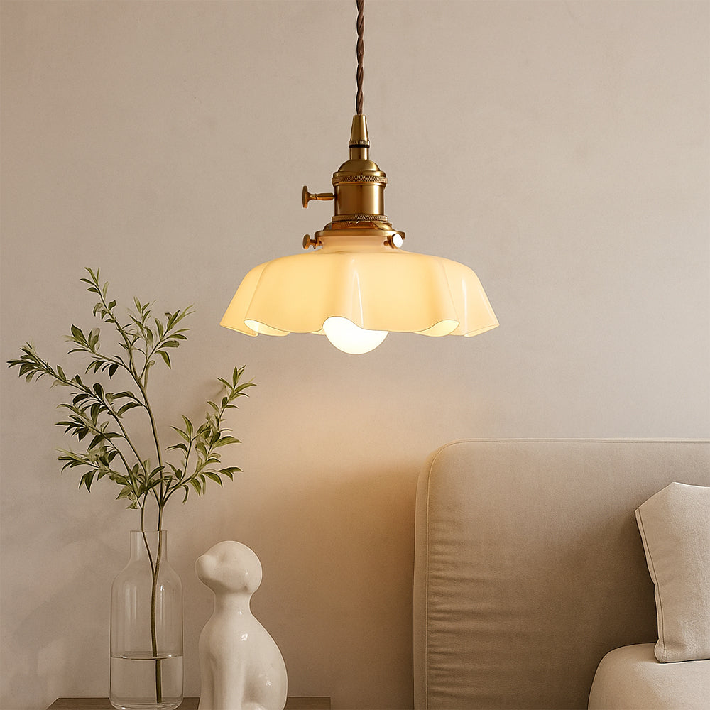 French Style Pendant Light – Vintage Floral Glass Lighting