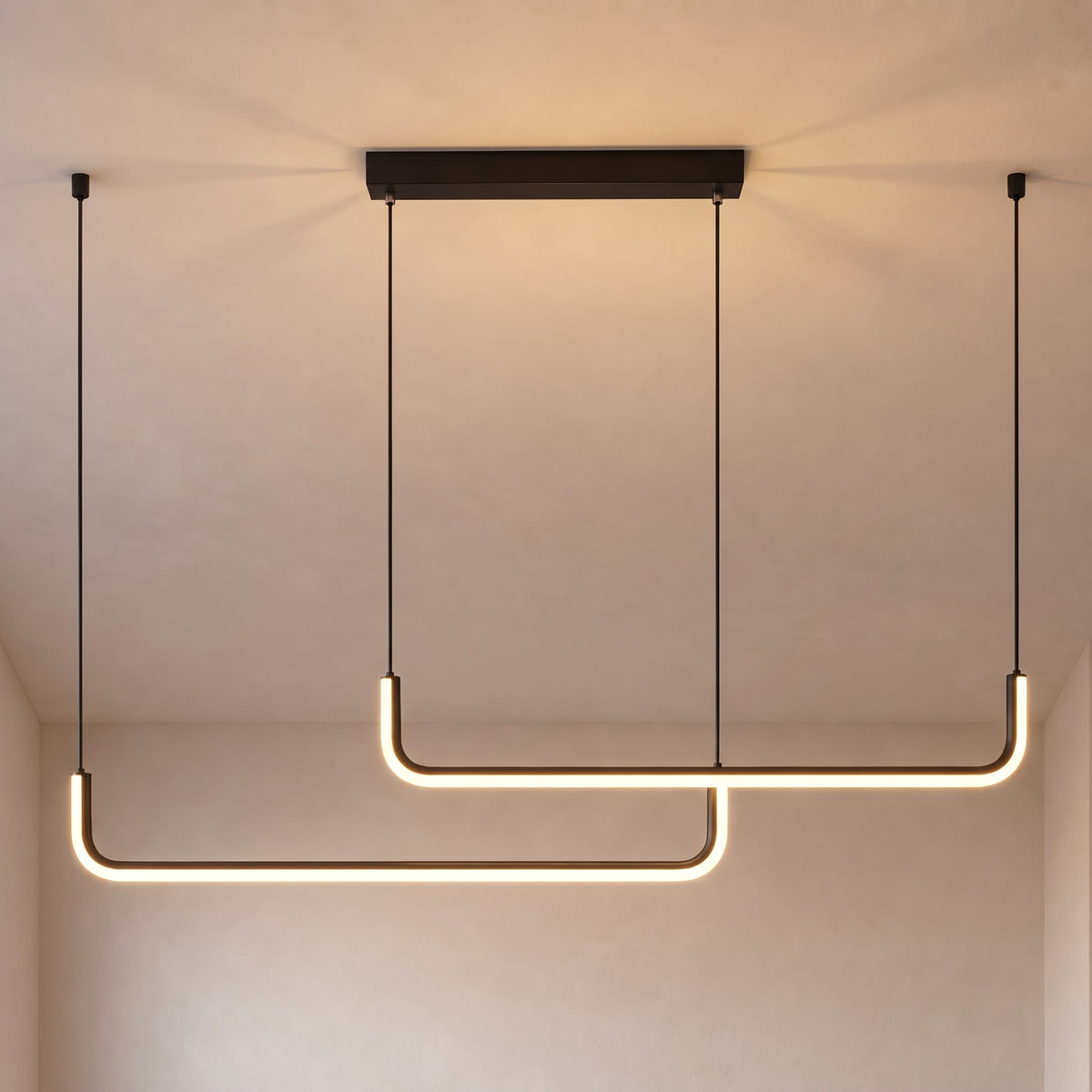 Double U-Shaped LED Pendant Light – Geometric Linear Lighting
