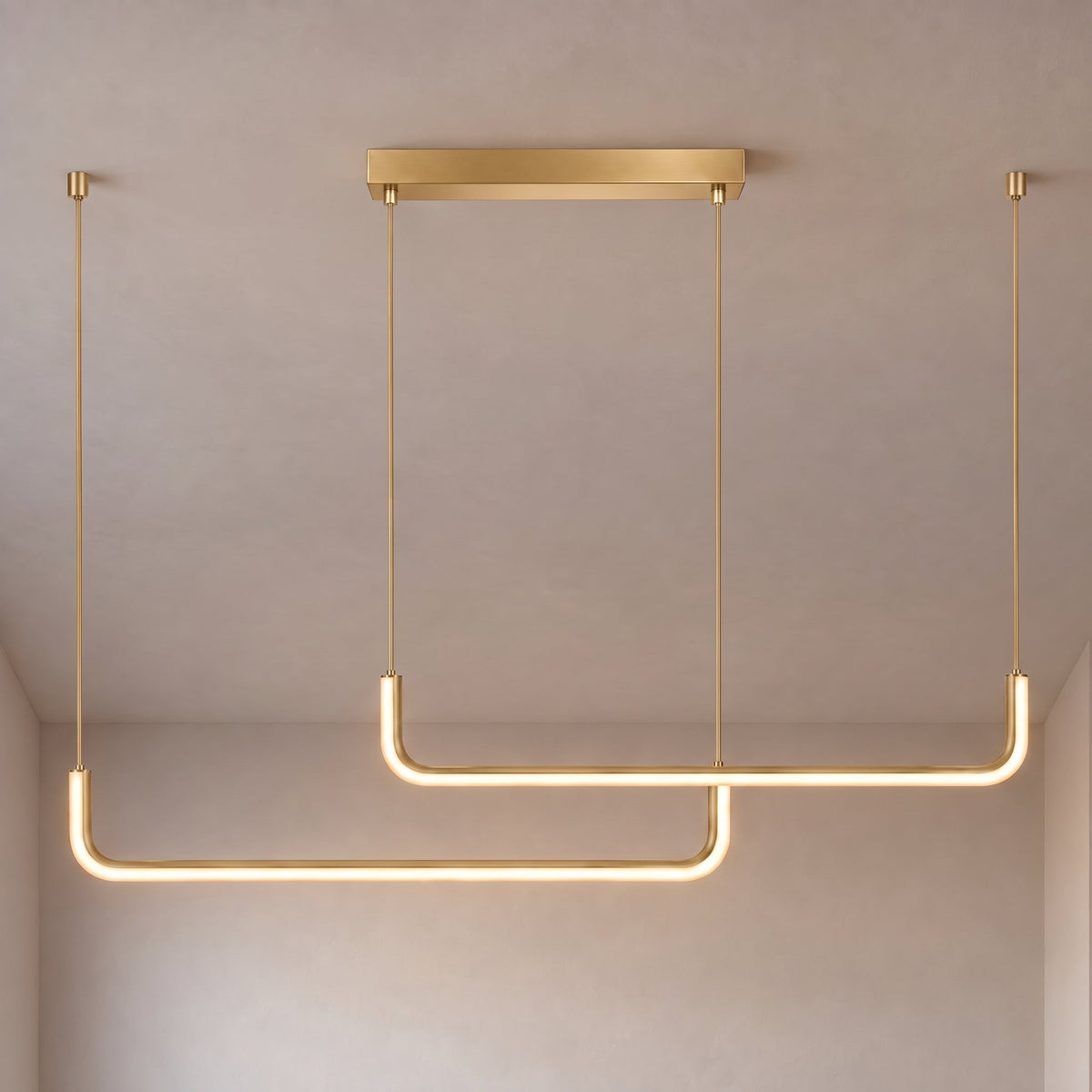 Double U-Shaped LED Pendant Light – Geometric Linear Lighting