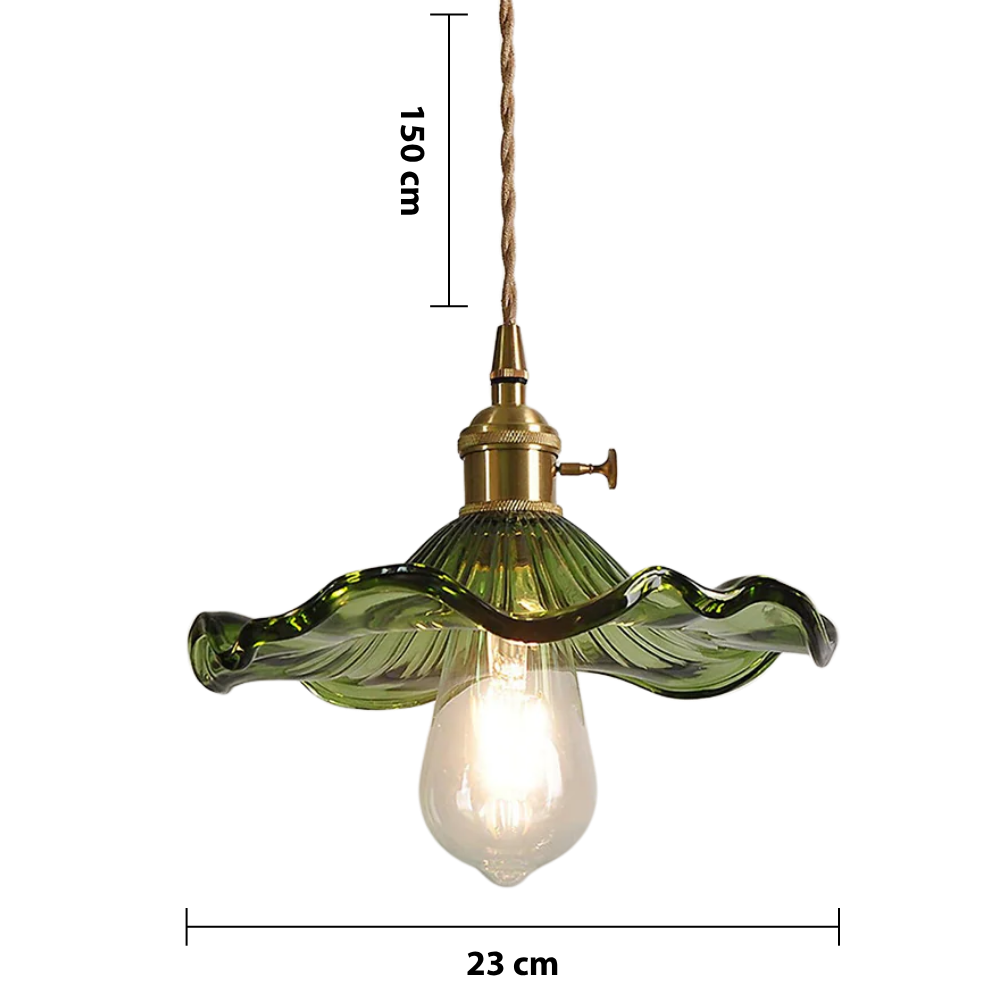Vintage Floral Glass Pendant Light – Wavy Glass Shade Lighting