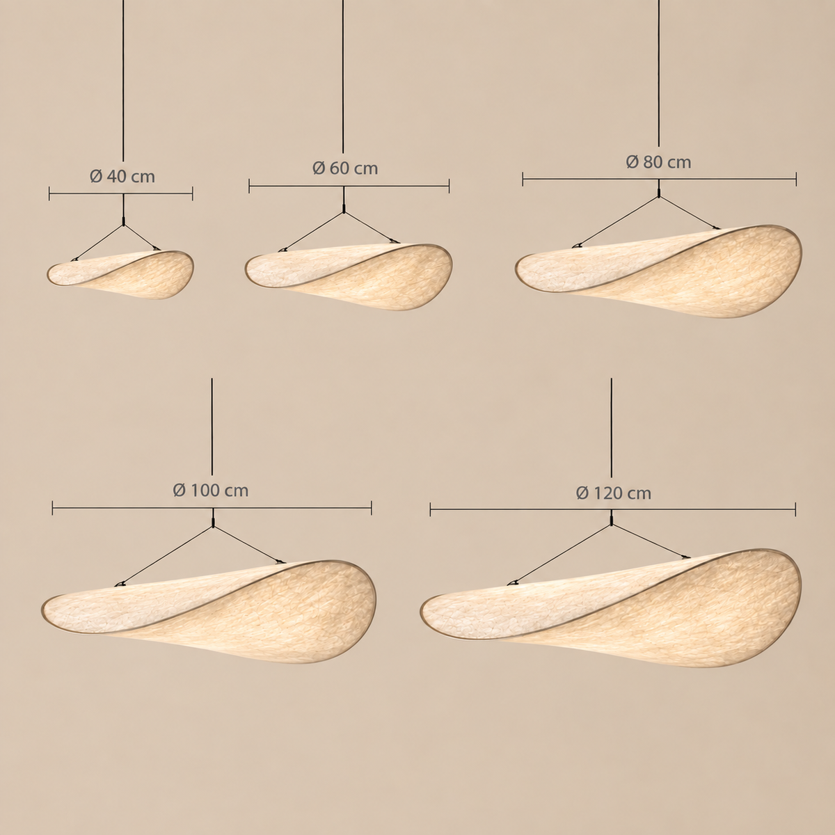 Japandi Sculptural Pendant Light – Organic Wave Lighting