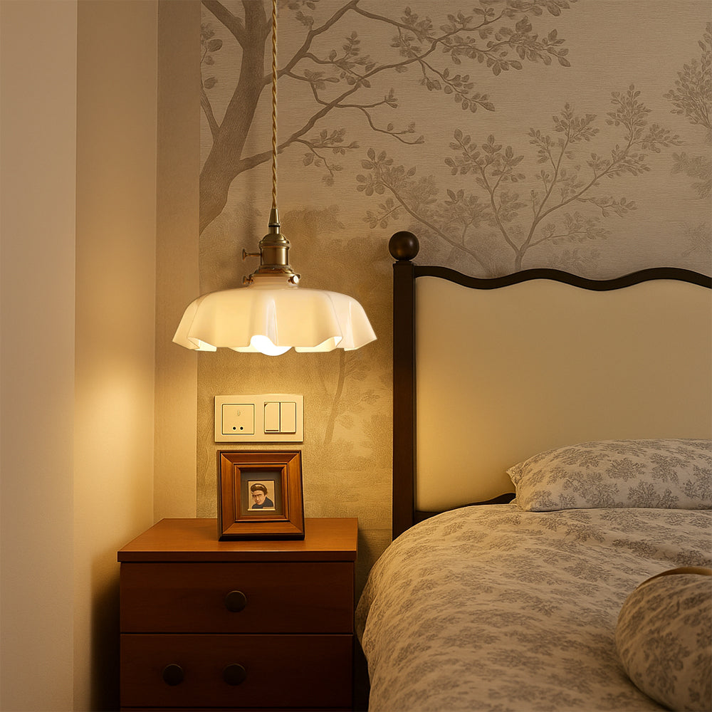 French Style Pendant Light – Vintage Floral Glass Lighting
